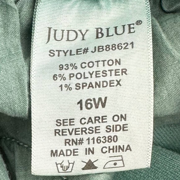 Judy Blue High Waist Garment Dyed Straight Leg Jeans Sea Green 16W Classic 90's - Picture 11 of 15